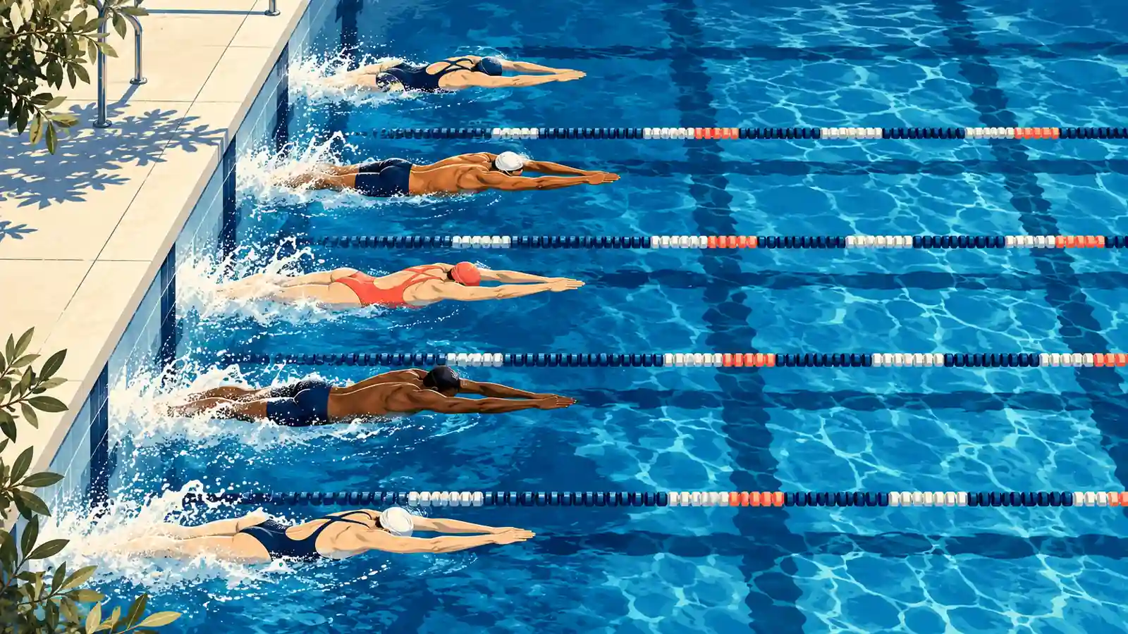 How to make a bar graph metaphor: swimmers begin at the same pool wall