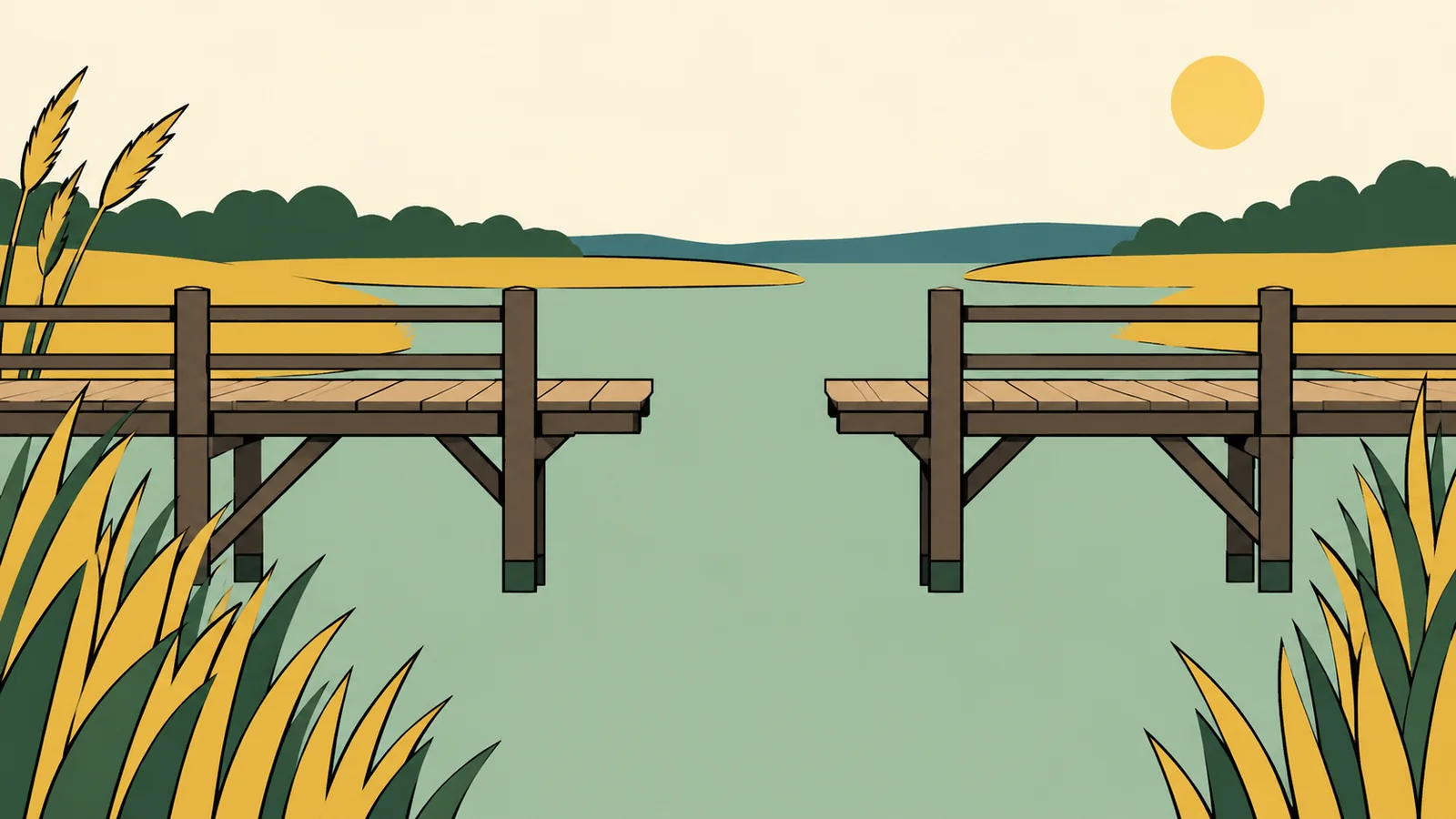A footbridge with a missing central section, a metaphor for leaving a missing reading visible in a line graph.